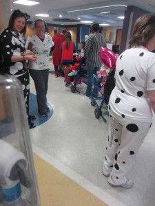 Joining in the parade of patients!  Notice all of the Dalmatians (nurses) around.